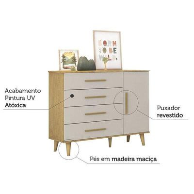 Quarto De Bebê Ludmila Off White Bétula Com Colchão Ortobom - Carolina Baby