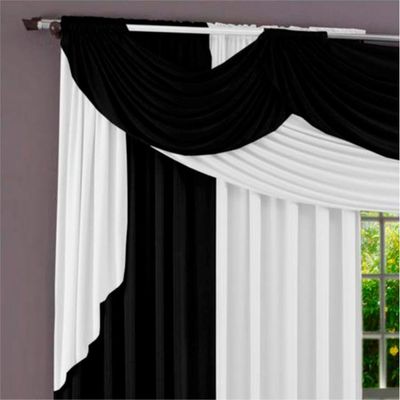 Cortina Paris para Varão em Malha 3,00m x 2,60m Sala Quarto - Preta