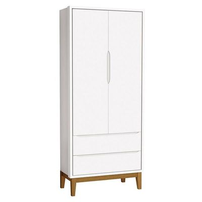 Guarda Roupa Infantil New Classic 2 Portas Branco Com Pés Madeira - Reller