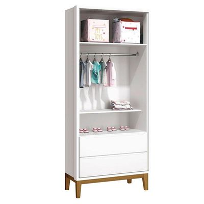 Guarda Roupa Infantil New Classic 2 Portas Branco Com Pés Madeira - Reller
