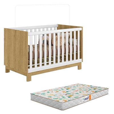 Berço Americano 4315 Q Encanto Slim Freijó Toq Branco Acetinado Com Colchão Gazin - Qmovi