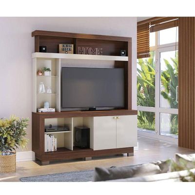 Estante Home Theater Valença Nogueira Real Off White - Colibri