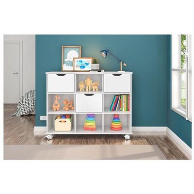Berço Americano 100 Com Rodízios E Cômoda 103 Com Nicho Organizador 3 Gavetas Branco Brilho