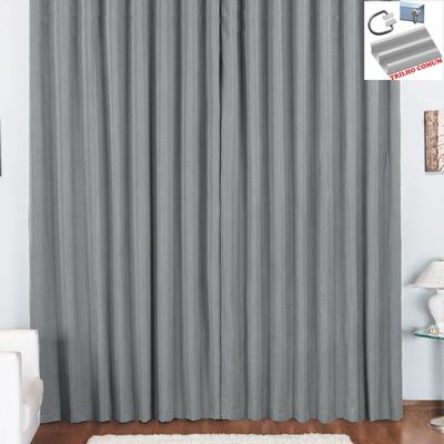 Cortina Pryme 4 Metros Sala Quarto em Oxford para Trilho Comum Cinza
