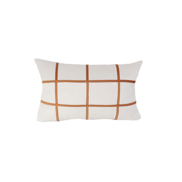 Almofada Baguete Rineira Bege Claro Cobre Decorativa 50x30cm