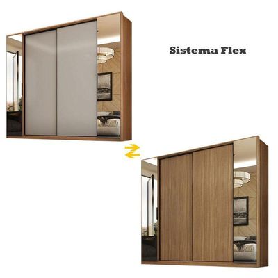 Cômoda átria E Guarda Roupa Casal Laredo Amêndola Touch Nude Prime Flex - Demartez