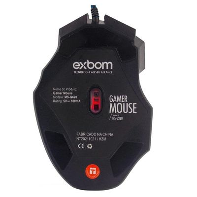 Mouse Gamer Black X7 Optico Usb 3200Dpi Com 7 Botões e Led Color