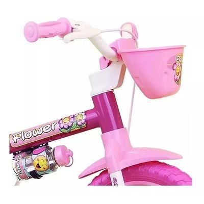 Bicicleta infantil Nathor Flower aro 12 freio tambor cor rosa com rodas de treinamento