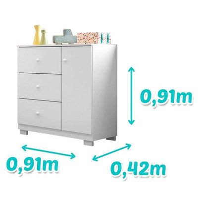 Berço Nacional Doce Sonho 3540 Com Cômoda Infantil Duda Branco Brilho - Phoenix Baby