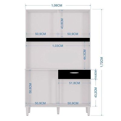 Cozinha Kit Cassia 8 Portas Branco Preto - Poquema
