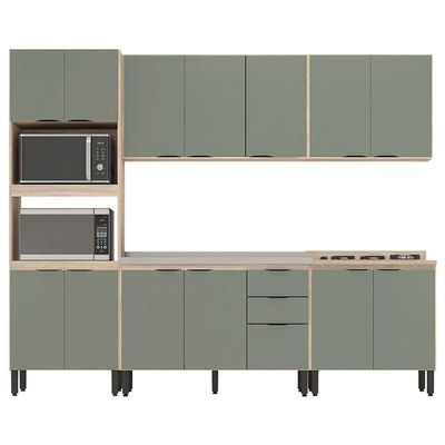Cozinha Modulada Firenze Fhr001 Avena Touch Menta - Demóbile