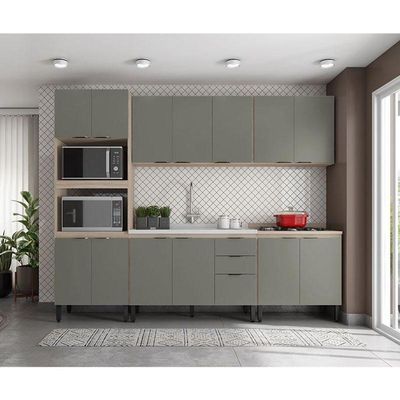 Cozinha Modulada Firenze Fhr001 Avena Touch Menta - Demóbile