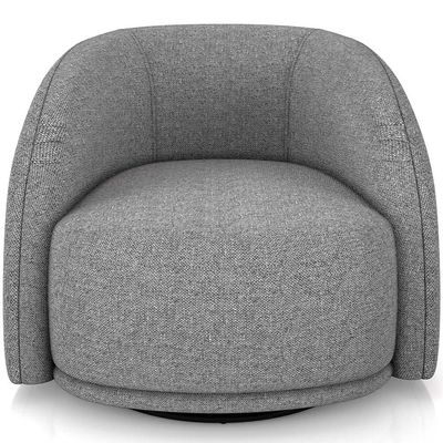 Poltrona Decorativa Giratória Angelina M03 Linho Cinza Escuro - Lyam Decor