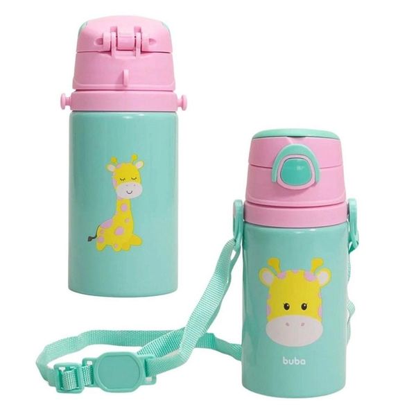 Garrafinha De Alumínio Infantil Animal Fun Girafa Buba 400ml