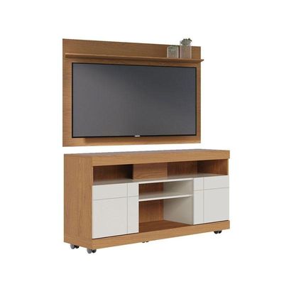 Rack Bancada Ambiente Yara E Painel Para Tv Maia Freijó Off White - Colibri