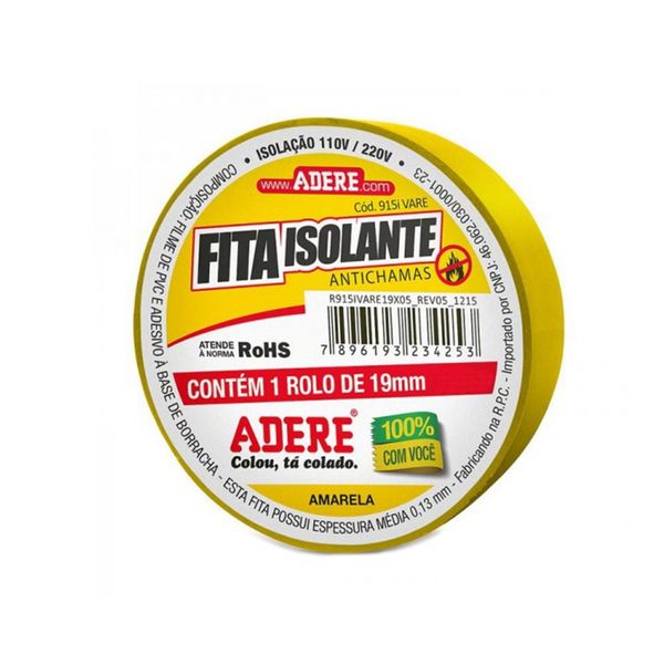 Fita Isolante Adere Colorida 19Mmx05M Amarela