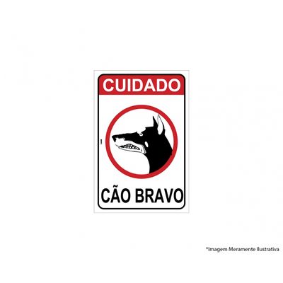 Placa Sinal.pvc 20x30cm Cuidado Cao Bravo