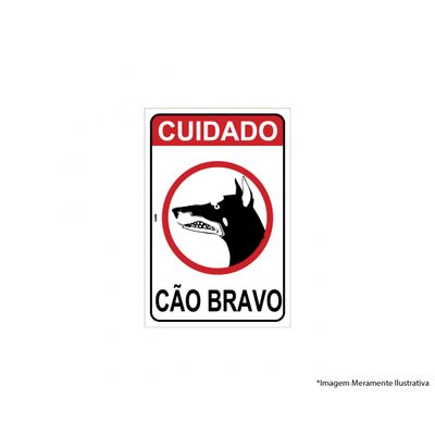 Placa Sinal.Pvc 20X30Cm Cuidado Cao Bravo