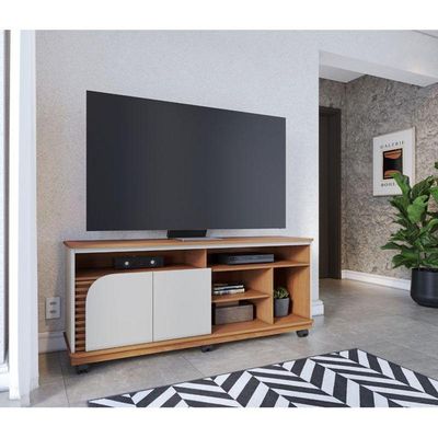 Rack Bancada Jurerê 1.8 Com Painel Suspenso Extensivo Leme Freijó Off White Matte - Colibri