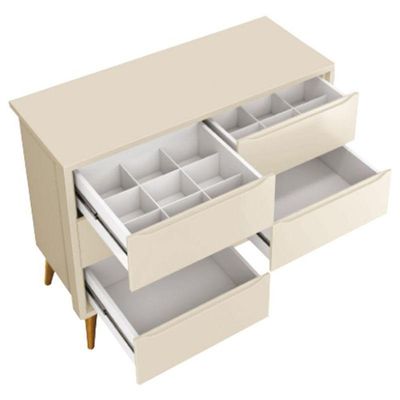Cômoda Infantil 6 Gavetas Classic Areia Acetinado Com Pés Natural - Reller