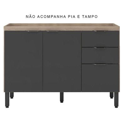 Balcão Para Pia Firenze 120 Cm Avena Grafito - Demóbile