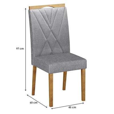 Mesa De Jantar Júlia 160x80cm Cinamomo Off White Com 6 Cadeiras Lara Linho Prata - Valdemóveis