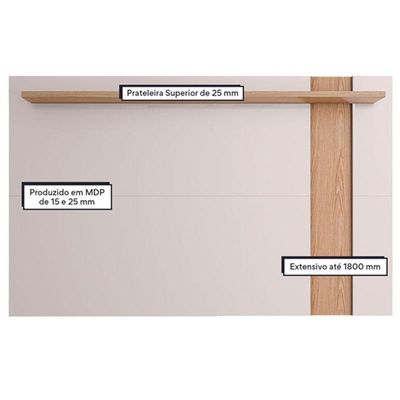 Painel Para Tv Suspenso Extensivo Leme Off White Matte Freijó - Colibri