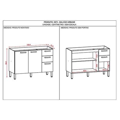Balcão De Pia Ambiente Urbane 120 Cm Freijó - Kits Paraná