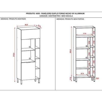 Armário Paneleiro Viv Aluminum Duplo Forno Com Nicho Freijó Vanilla - Kits Paraná