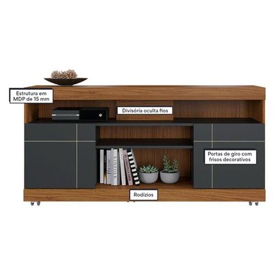 Rack Bancada Ambiente Yara Noce Milano Preto Acetinado - Colibri