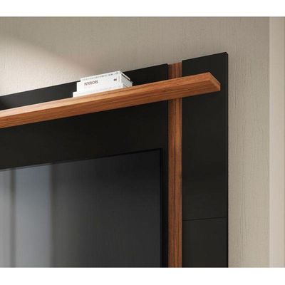 Painel Para Tv Suspenso Extensivo Ambiente Leme Preto Acetinado Noce Milano - Colibri