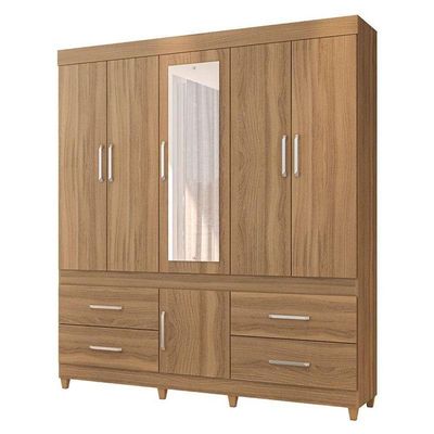Cômoda Astral E Guarda Roupa Casal Guarujá Amêndola Touch - Demóbile