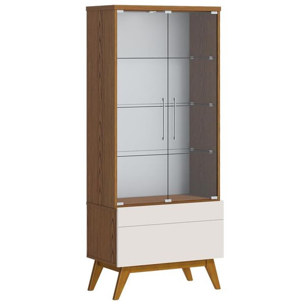 Cristaleira Decorativa com Gaveta Moura Freijó/Off White - Gran Belo