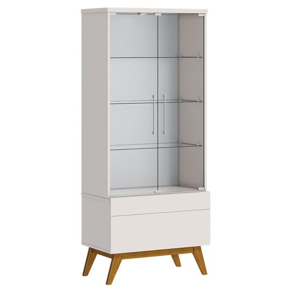 Cristaleira Decorativa com Gaveta Moura Off White - Gran Belo