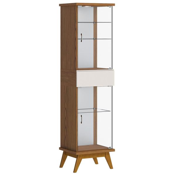 Cristaleira Decorativa Aurora Freijó/Off White - Gran Belo