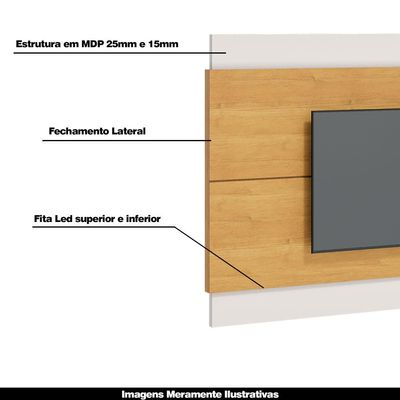 Painel Decorativo Sala de Estar 218cm Julien Nature/Off White - Gran Belo