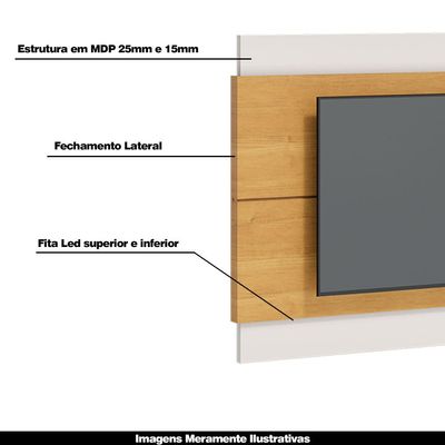Painel Decorativo Sala de Estar 180cm Julien Nature/Off White - Gran Belo