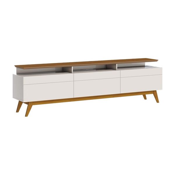 Rack Bancada 3 Gavetas com Nicho 180cm Amy Off White/Freijó - Gran Belo Rack Bancada 3 Gavetas com Nicho 180cm Amy Off White/Freijó - Gran Belo