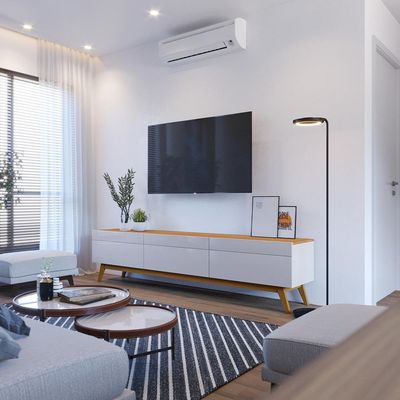 Rack Bancada 3 Gavetas 218cm Amy Off White/Nature - Gran Belo