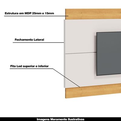 Painel Decorativo Sala de Estar 218cm Julien Off White/Nature - Gran Belo