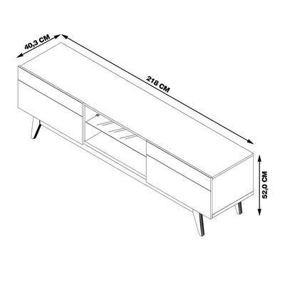 Rack Bancada 2 Gavetas 218cm Amy Off White/Nature - Gran Belo