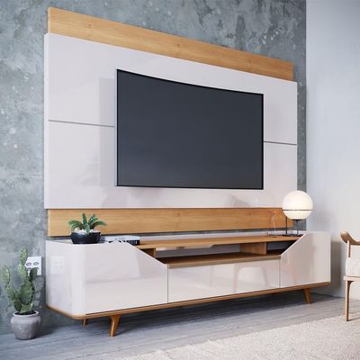 Painel Decorativo Sala de Estar 218cm Julien Off White/Nature - Gran Belo