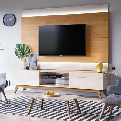 Rack Bancada 2 Gavetas 218cm Amy Off White/Nature - Gran Belo