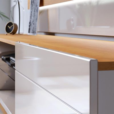 Rack Bancada 2 Gavetas 218cm Amy Off White/Nature - Gran Belo