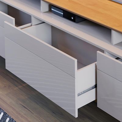 Rack Bancada 3 Gavetas com Nicho 218cm Amy Off White/Nature - Gran Belo