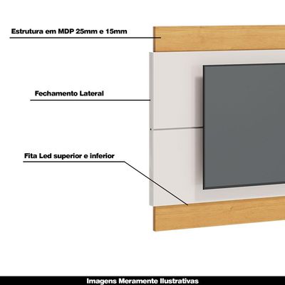 Painel Decorativo Sala de Estar 146cm Julien Off White/Nature - Gran Belo