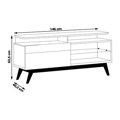 Rack Bancada 1 Gaveta com Nicho 146cm Amy Off White/Nature - Gran Belo