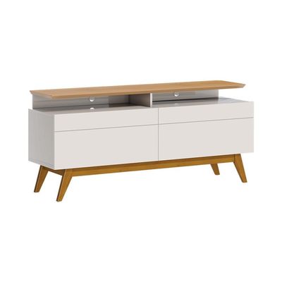 Rack Bancada 2 Gavetas com Nicho 146cm Amy Off White/Nature - Gran Belo
