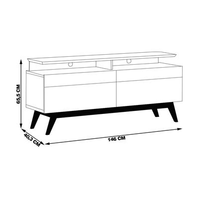 Rack Bancada 2 Gavetas com Nicho 146cm Amy Off White/Nature - Gran Belo