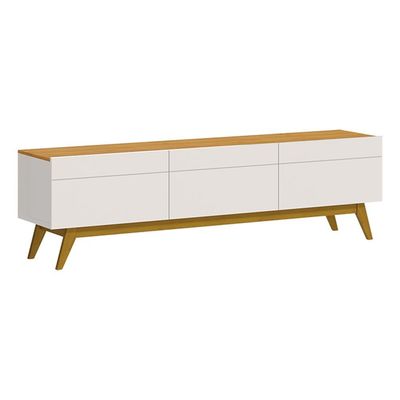 Rack Bancada 3 Gavetas 180cm Amy Off White/Nature - Gran Belo